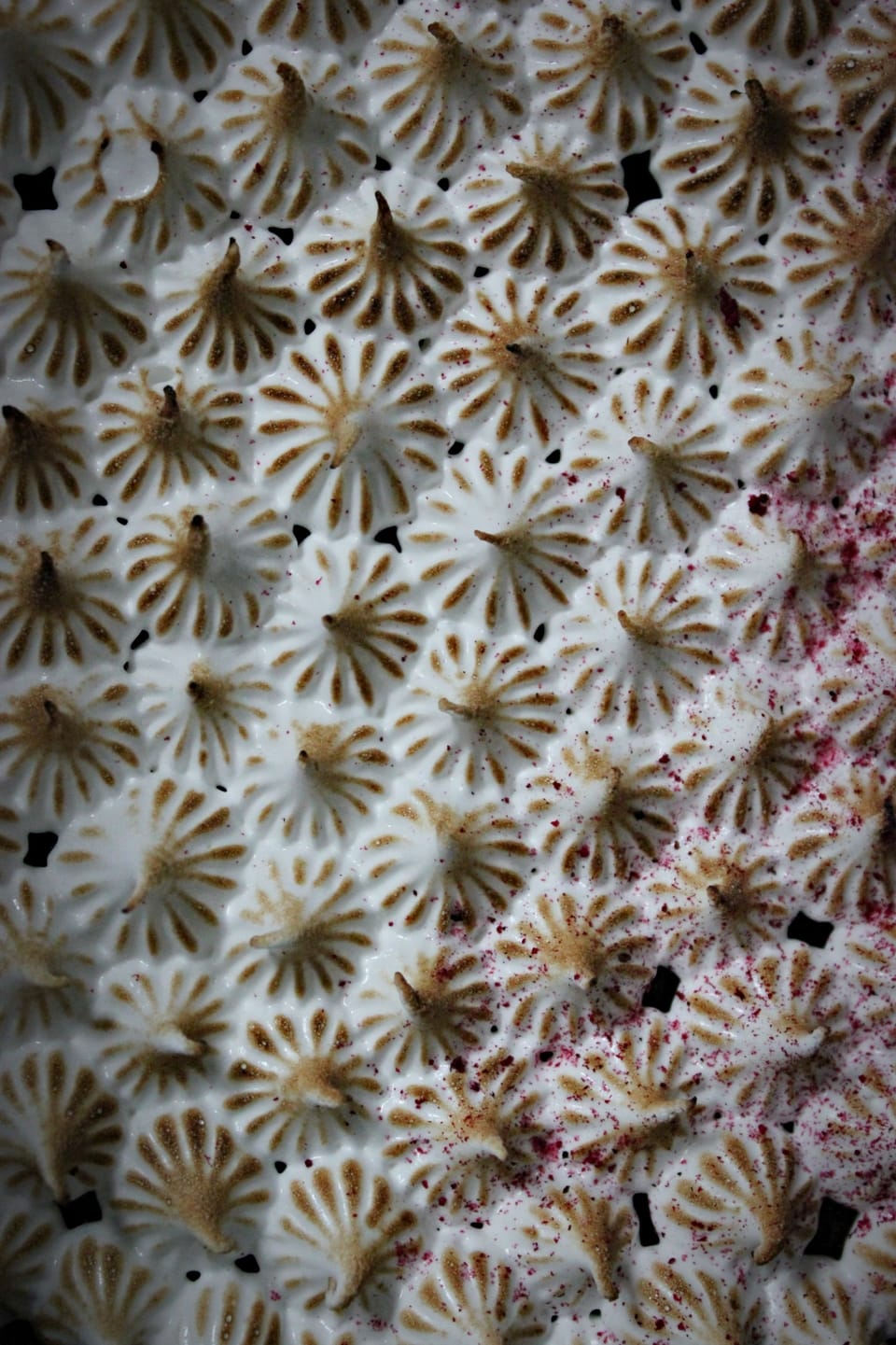 BROWNIE WITH BLACKCURRANT GANACHE AND BURNT MERINGUES