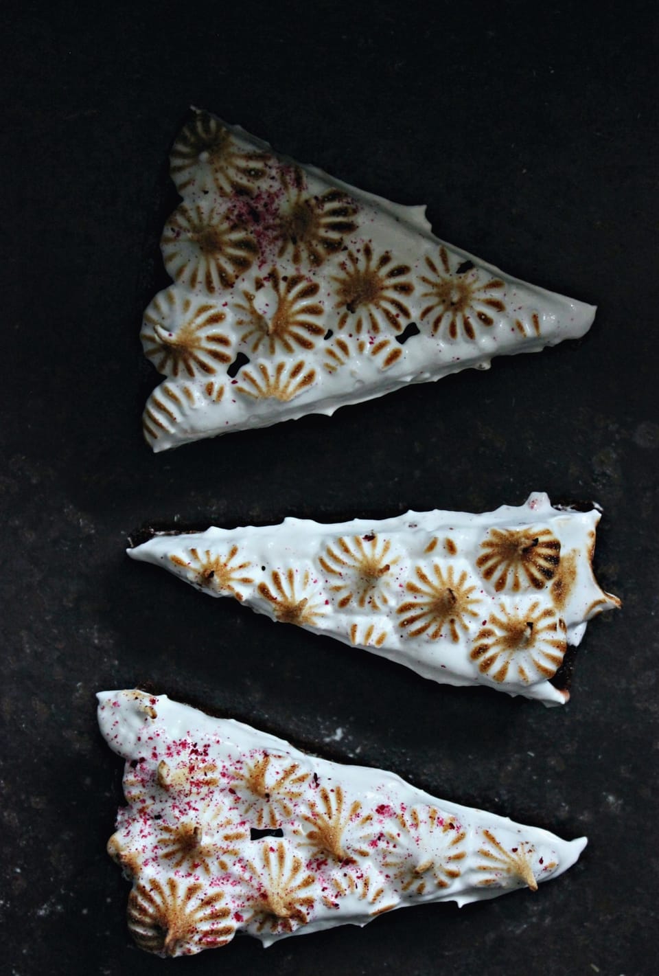 BROWNIE WITH BLACKCURRANT GANACHE AND BURNT MERINGUES