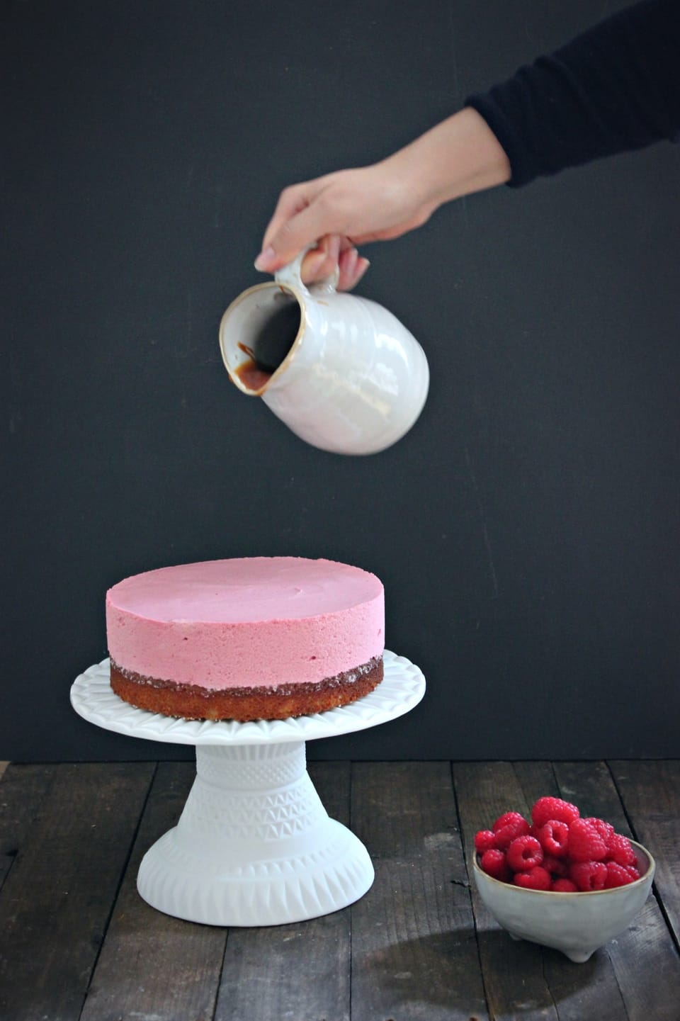 raspberry cake with salted caramel