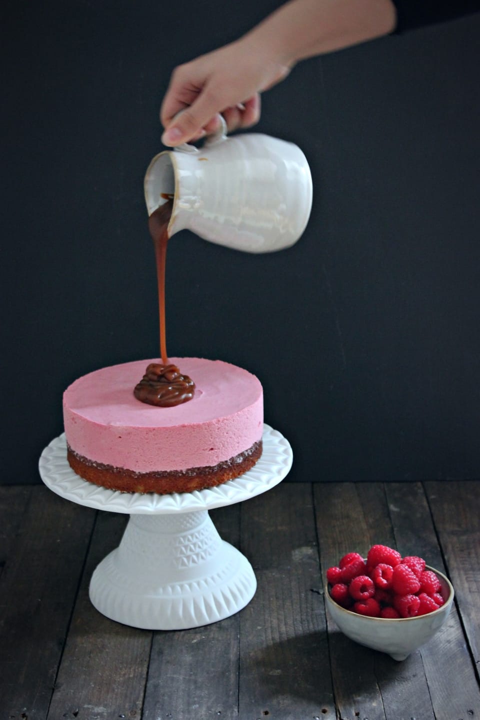 raspberry cake with salted caramel