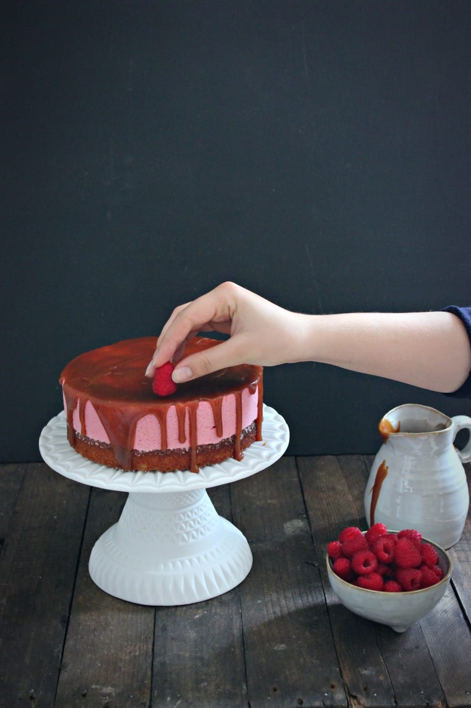 raspberry cake with salted caramel