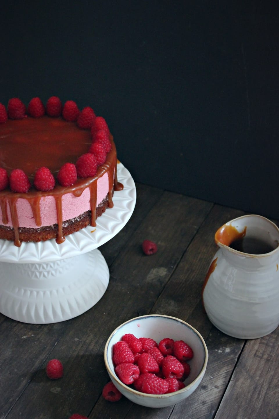 raspberry cake with salted caramel