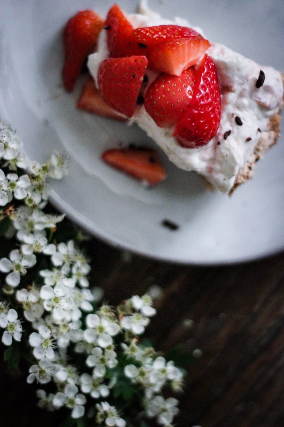 ALMOND RHUBARB CAKE WITH FRESH STRAWBERRIES