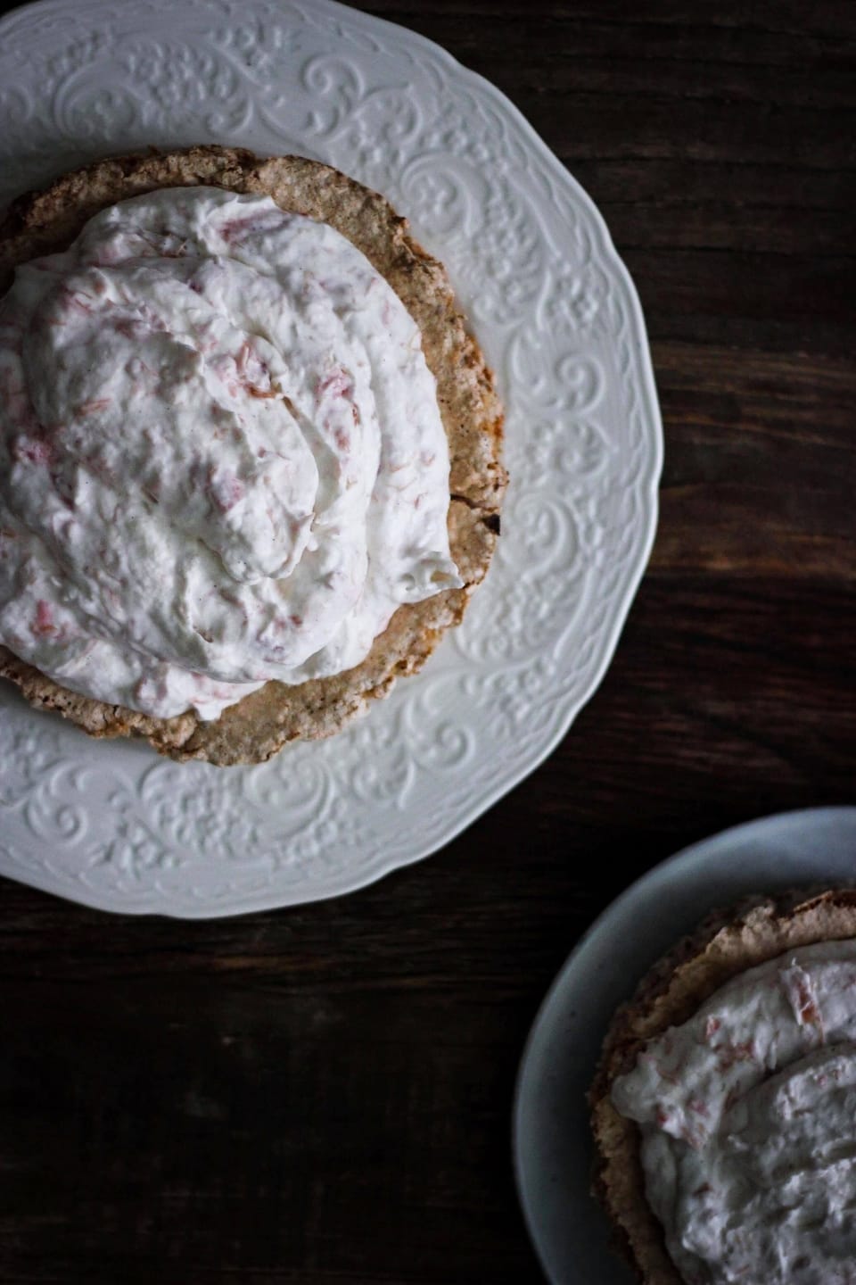 ALMOND RHUBARB CAKE WITH FRESH STRAWBERRIES