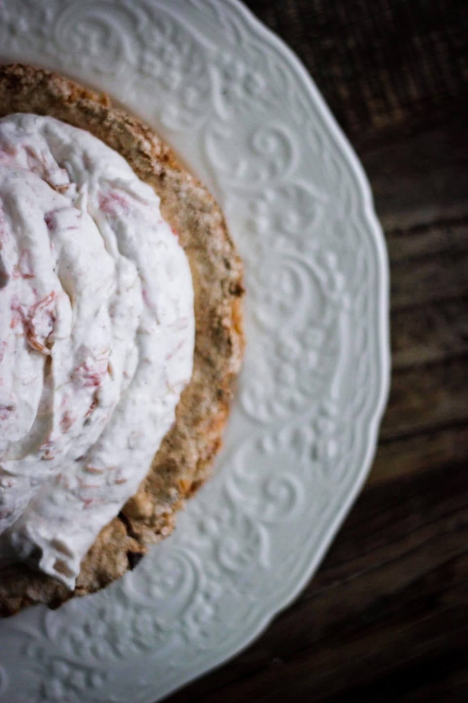 ALMOND RHUBARB CAKE WITH FRESH STRAWBERRIES